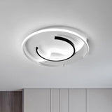 Modern Acrylic Ceiling Light: Semi-Circle Shape In Black & White Flush Mounted With Led