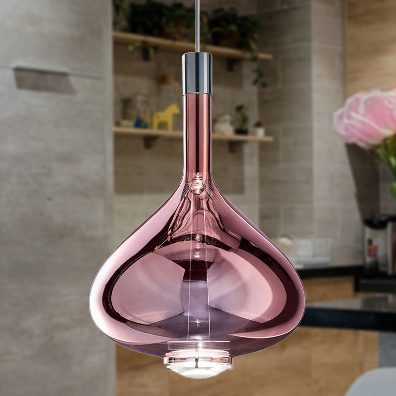 Modern Rose Gold Pendant Light With Beaker-Inspired Design - Clear/Smoke Glass Ideal For Dining Room