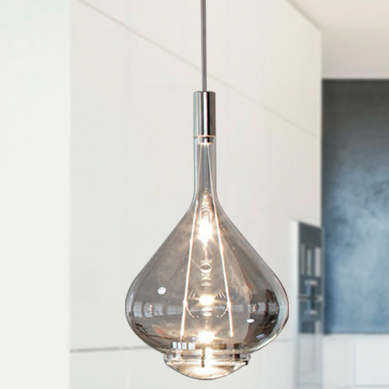 Modern Rose Gold Pendant Light With Beaker-Inspired Design - Clear/Smoke Glass Ideal For Dining Room
