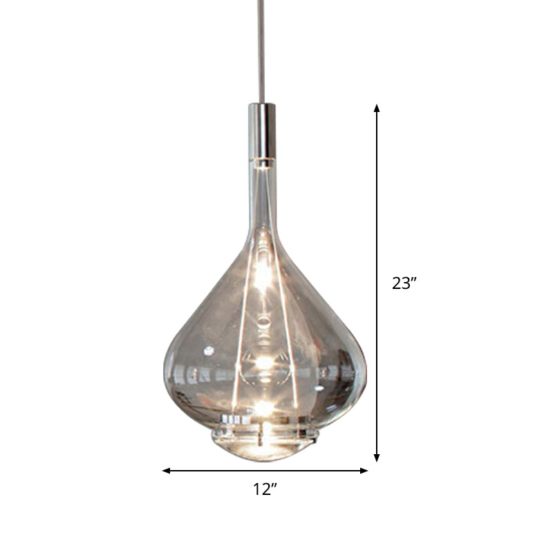 Modern Rose Gold Pendant Light With Beaker-Inspired Design - Clear/Smoke Glass Ideal For Dining Room