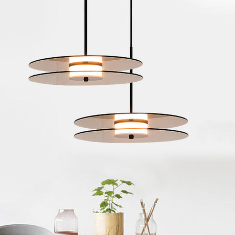 Nordic Tan Glass Disc Pendant Light Fixture - Perfect For Dining Room Ceiling