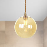 Macaron Globe Pendant Light With Amber/White/Red Glass - Ideal For Bedroom Suspension Lighting Amber