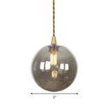 Macaron Globe Pendant Light With Amber/White/Red Glass - Ideal For Bedroom Suspension Lighting