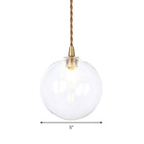 Macaron Globe Pendant Light With Amber/White/Red Glass - Ideal For Bedroom Suspension Lighting