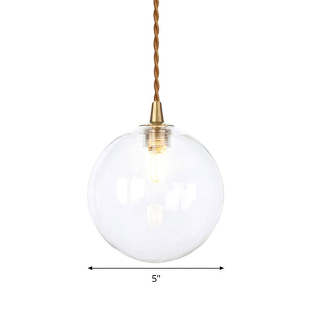 Macaron Globe Pendant Light With Amber/White/Red Glass - Ideal For Bedroom Suspension Lighting