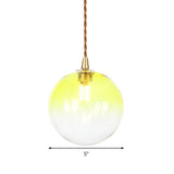 Macaron Globe Pendant Light With Amber/White/Red Glass - Ideal For Bedroom Suspension Lighting