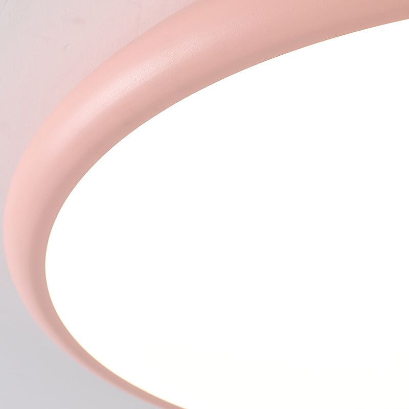 Modern Pink Led Ceiling Mounted Fixture Round Acrylic Flush Mount Light In Warm & White