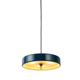 Contemporary Disk Pendant Light - Blue/White/Black Metal Bedroom Hanging Lamp