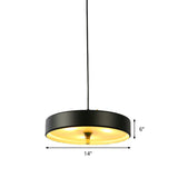 Contemporary Disk Pendant Light - Blue/White/Black Metal Bedroom Hanging Lamp