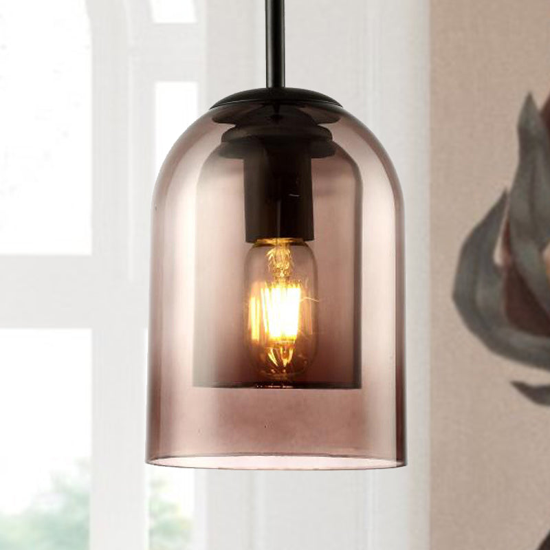 Smoke Gray Glass Pendant Lamp - Modern Hanging Light For Dining Room