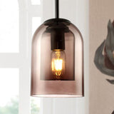 Smoke Gray Glass Pendant Lamp - Modern Hanging Light For Dining Room