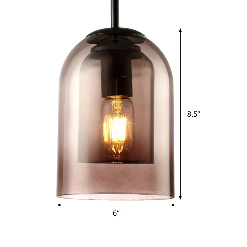 Smoke Gray Glass Pendant Lamp - Modern Hanging Light For Dining Room