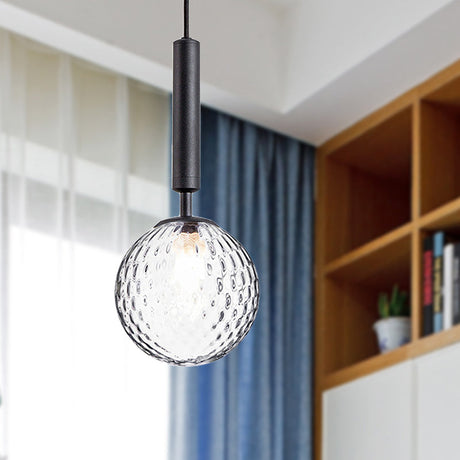 Clear Prism Glass Pendant Lamp - Modern Hanging Light Kit (1 Head) In Black/Brass Black
