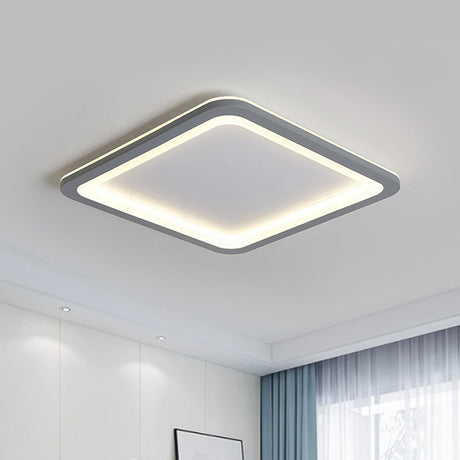 10’/14.5’/19’ Modern Style Grey Square Box Flush Light Acrylic Led Ceiling Lamp – Warm/White
