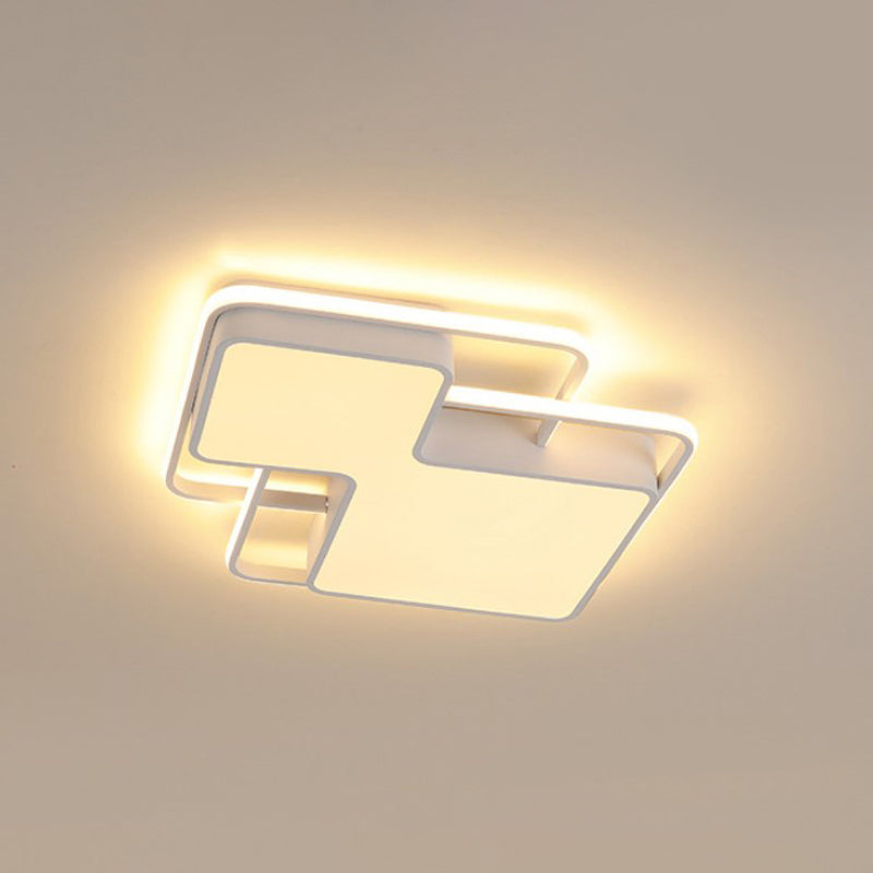 Modern Geometric Led Flush Mount Lamp In Black/White - 18/21.5 W Silica Gel Close To Ceiling Light