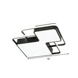 Modern Geometric Led Flush Mount Lamp In Black/White - 18’/21.5’ W Silica Gel Close To Ceiling