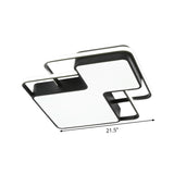 Modern Geometric Led Flush Mount Lamp In Black/White - 18/21.5 W Silica Gel Close To Ceiling Light