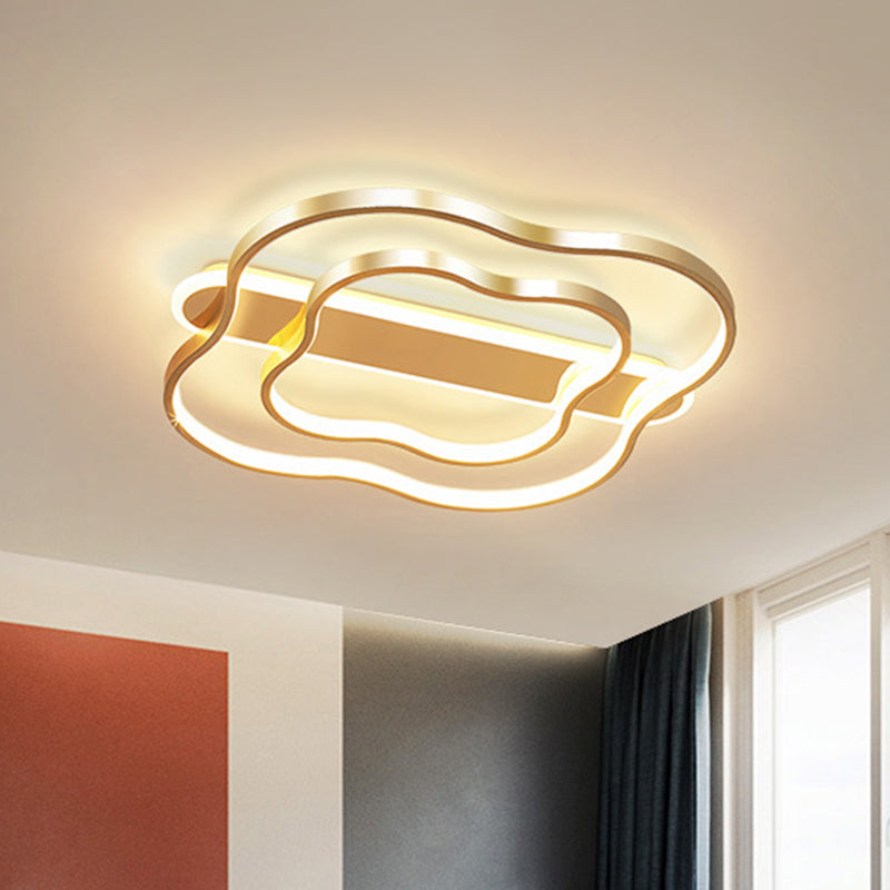 Nordic Led Gold Floral Ceiling Light - Elegant Flush Mount Lamp (21’/25.5’) - Warm/White Light