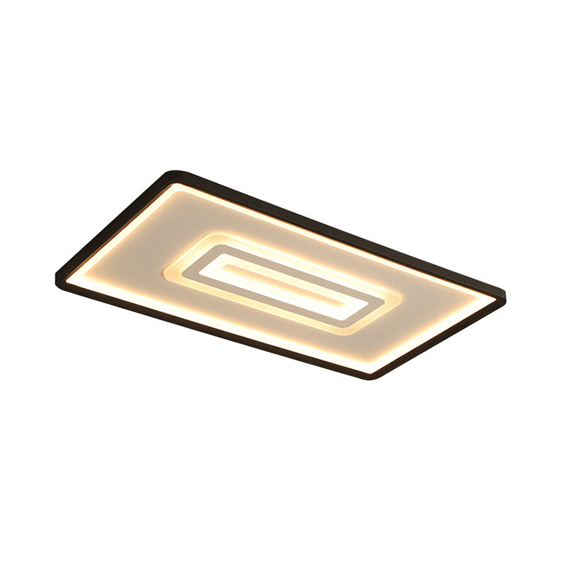 Dual Rectangle Flush Nordic Style Black Metal Light - 35.5/43 Width Warm/White Stepless Dimming With