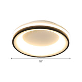 Modern Nordic Drum Flush Mount Led Ceiling Light In Metallic Black With Stepless Dimming Control -