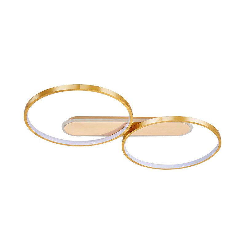 Modern Acrylic Led Gold Flush Mount Ceiling Light With Halo-Like Ring Design In Warm/White 22.5/31
