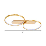 Modern Acrylic Led Gold Flush Mount Ceiling Light With Halo-Like Ring Design In Warm/White 22.5/31