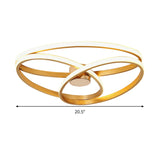 Modern Twisted Ceiling Mount Led Light Fixture In Gold