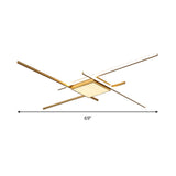 Modern Gold Led Ceiling Mounted Flush Mount Lamp With Acrylic Shade - 69/82.5W Linear