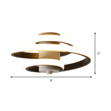 Contemporary Spiral Acrylic Led Ceiling Lamp With Warm/White/3-Color Light - White/Black Flush Mount