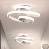 Contemporary Spiral Acrylic Led Ceiling Lamp With Warm/White/3-Color Light - White/Black Flush Mount