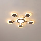 25/31.5 W Coffee Floral Flush Led Ceiling Light - Modernist Acrylic Flushmount Super Thin Design
