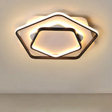 Contemporary Led Flush Light: Pentagon Thin Acrylic Ceiling Lamp In Black/White Warm/White Lighting