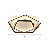 Contemporary Led Flush Light: Pentagon Thin Acrylic Ceiling Lamp In Black/White Warm/White Lighting