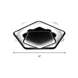 Contemporary Led Flush Light: Pentagon Thin Acrylic Ceiling Lamp In Black/White Warm/White Lighting
