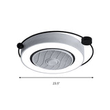 Nordic Style Led Drum Ceiling Light With Fan Grille Decoration And Three Gear Settings