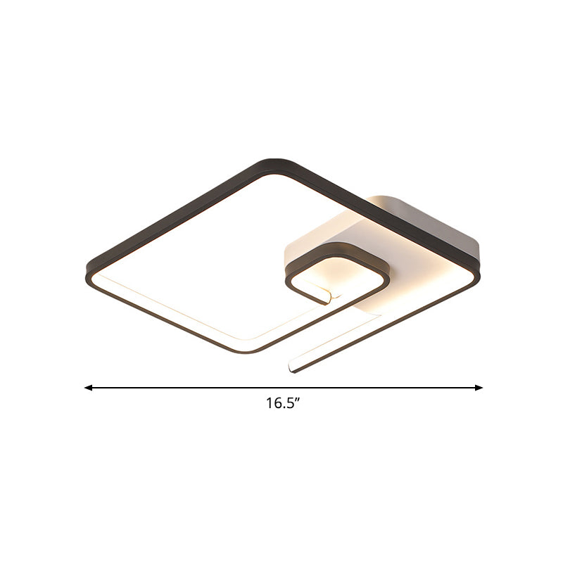 Nordic Squared Flush Lighting Slim Acrylic Led Ceiling Mount - 16.5/20.5 W White/Black Warm/White