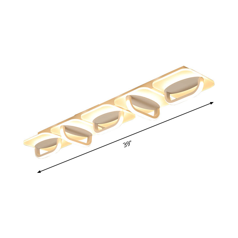Modern Style Led Linear Ceiling Light Flushmount Design In Warm/White 31.5/39 W - White Acrylic