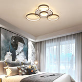 Modern 4/5-Halo Ring Black Led Flush Mount Light Fixture Warm/White 27.5/33.5W