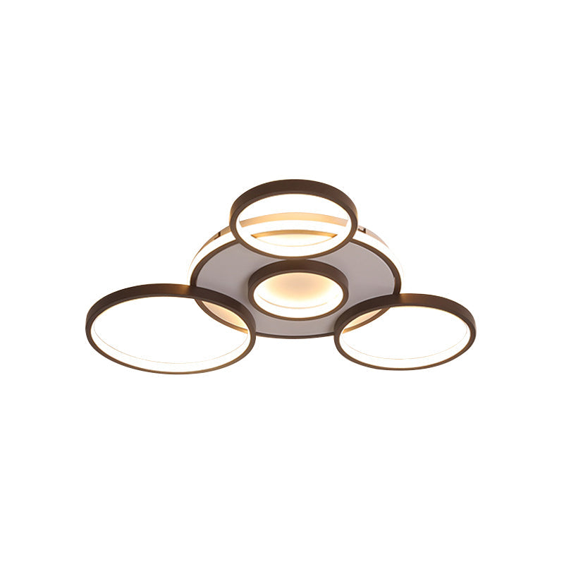 Modern 4/5-Halo Ring Black Led Flush Mount Light Fixture Warm/White 27.5/33.5W