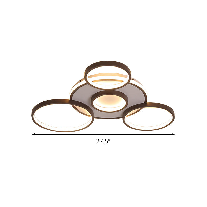 Modern 4/5-Halo Ring Black Led Flush Mount Light Fixture Warm/White 27.5/33.5W