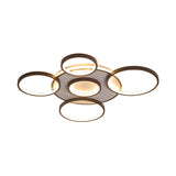 Modern 4/5-Halo Ring Black Led Flush Mount Light Fixture Warm/White 27.5/33.5W
