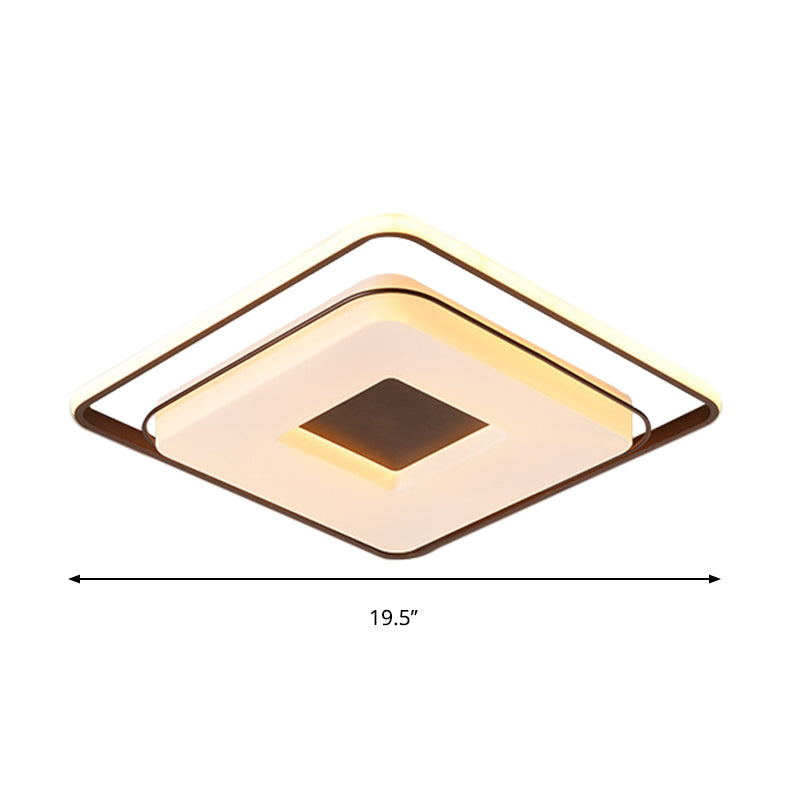 16/19.5 Minimalist Square Ceiling Mount Led Light In Warm/White With Acrylic Cover