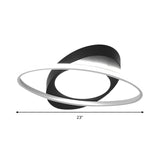 Modern Orbit Ceiling Flush Light - Led Bedroom Flushmount 18’/23’ Wide Black/White Acrylic