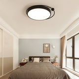 Round Black Led Flush Mount Ceiling Light In Warm/White - 18 Or 21.5 Diameter