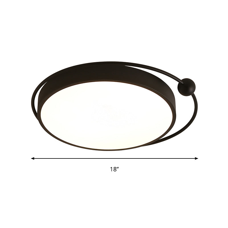 Round Black Led Flush Mount Ceiling Light In Warm/White - 18 Or 21.5 Diameter
