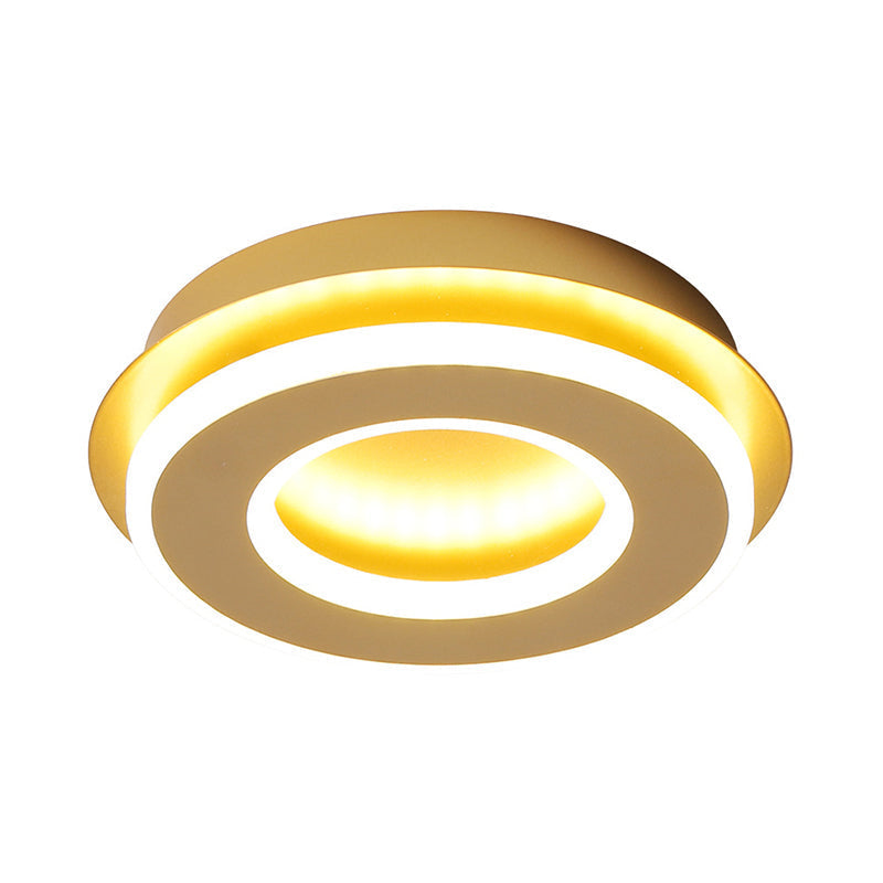 Modern Gold Flushmount Ceiling Light With Warm/White Led - Square Or Round Shape