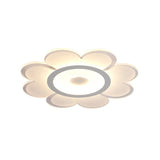 Contemporary Led Acrylic Flushmount Ceiling Lamp - White Flower Design Stepless Remote Dimming