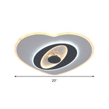 Modern Led Flush Ceiling Lamp - Acrylic Heart Shape Grey And White Adjustable Brightness