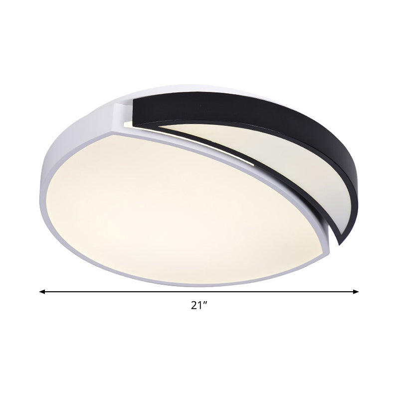 Modern Led Round Ceiling Flush Light - Acrylic Black And White Flushmount Lighting Warm 3 Color