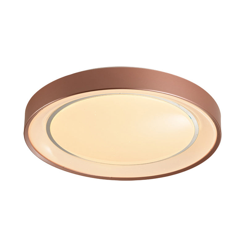 Sleek Champagne Flush Mount Led Ceiling Lamp - 19.5 Dia Simplicity Metallic Light